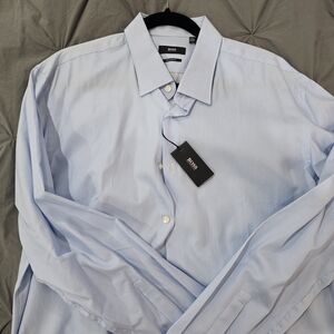 Hugo Boss Men's Sky Blue Pinstripe Dress Shirt